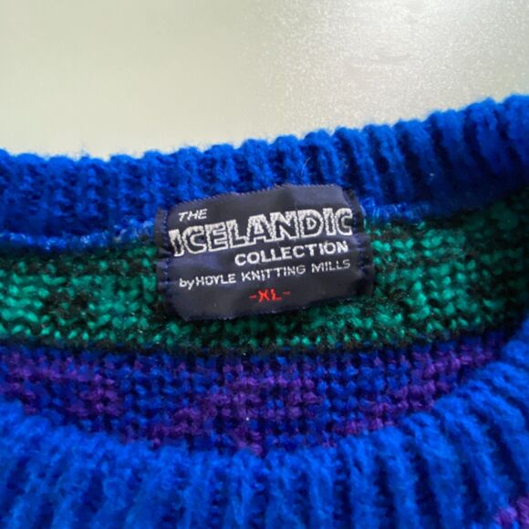 Vintage Multicolor Pattern Wool Blend Sweater, size XL, Ski Resort, Cabincore - Picture 2 of 8